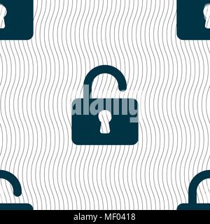 Open Padlock icon sign. Seamless pattern with geometric texture. Vector illustration Stock Vector