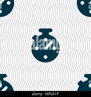 Timer, stopwatch icon sign. Seamless pattern with geometric texture. Vector illustration Stock Vector