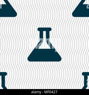 Conical Flask icon sign. Seamless pattern with geometric texture. Vector illustration Stock Vector
