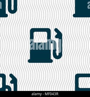 Petrol or Gas station, Car fuel icon sign. Seamless pattern with geometric texture. Vector illustration Stock Vector