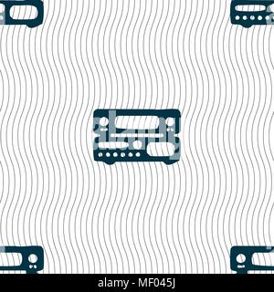 radio, receiver, amplifier icon sign. Seamless pattern with geometric texture. Vector illustration Stock Vector