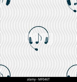 headsets icon sign. Seamless pattern with geometric texture. Vector illustration Stock Vector