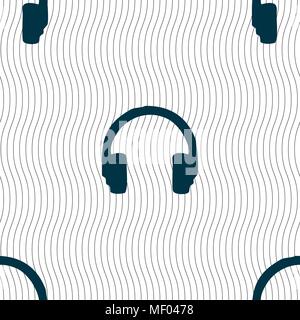 headsets icon sign. Seamless pattern with geometric texture. Vector illustration Stock Vector