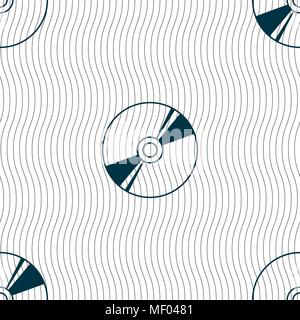Cd, DVD, compact disk, blue ray icon sign. Seamless pattern with geometric texture. Vector illustration Stock Vector