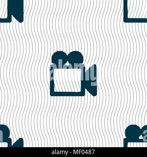 camcorder icon sign. Seamless pattern with geometric texture. Vector illustration Stock Vector