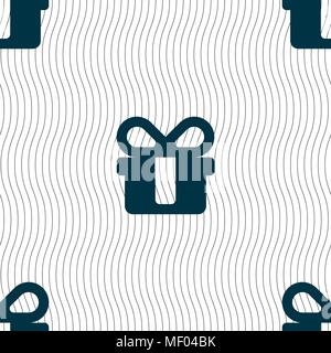 gift icon sign. Seamless pattern with geometric texture. Vector illustration Stock Vector