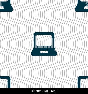 Laptop icon sign. Seamless pattern with geometric texture. Vector illustration Stock Vector