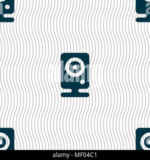 Web cam icon sign. Seamless pattern with geometric texture. Vector illustration Stock Vector
