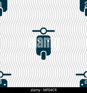 motorcycle icon sign. Seamless pattern with geometric texture. Vector illustration Stock Vector