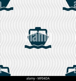 the boat icon sign. Seamless pattern with geometric texture. Vector illustration Stock Vector