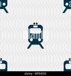 train icon sign. Seamless pattern with geometric texture. Vector illustration Stock Vector