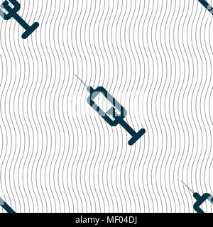 syringe icon sign. Seamless pattern with geometric texture. Vector illustration Stock Vector