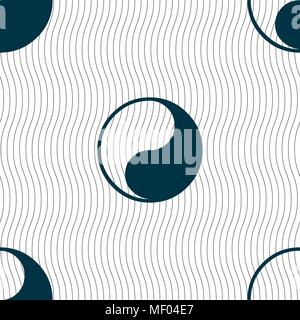 Yin Yang icon sign. Seamless pattern with geometric texture. Vector illustration Stock Vector
