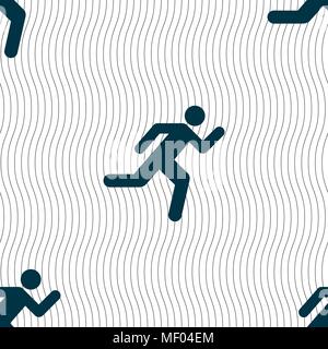 running man icon sign. Seamless pattern with geometric texture. Vector illustration Stock Vector