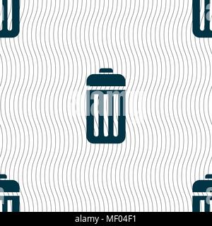 The trash icon sign. Seamless pattern with geometric texture. Vector illustration Stock Vector