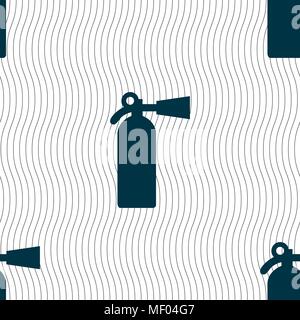 extinguisher icon sign. Seamless pattern with geometric texture. Vector illustration Stock Vector