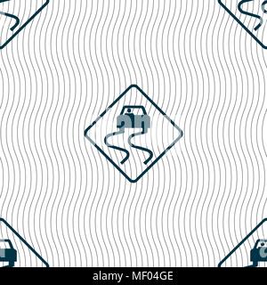 Road slippery icon sign. Seamless pattern with geometric texture. Vector illustration Stock Vector