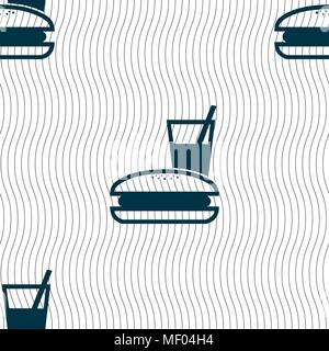 lunch box icon sign. Seamless pattern with geometric texture. Vector illustration Stock Vector