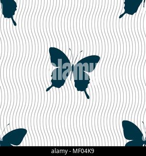 butterfly icon sign. Seamless pattern with geometric texture. Vector illustration Stock Vector