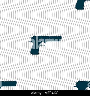 gun icon sign. Seamless pattern with geometric texture. Vector illustration Stock Vector