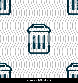 the trash icon sign. Seamless pattern with geometric texture. Vector illustration Stock Vector
