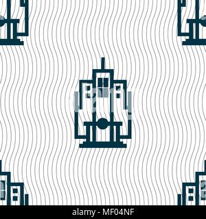 skyscraper icon sign. Seamless pattern with geometric texture. Vector illustration Stock Vector