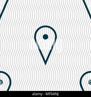 map poiner icon sign. Seamless pattern with geometric texture. Vector illustration Stock Vector