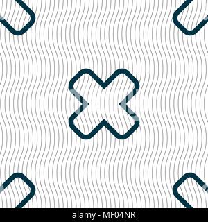Cancel icon sign. Seamless pattern with geometric texture. Vector illustration Stock Vector