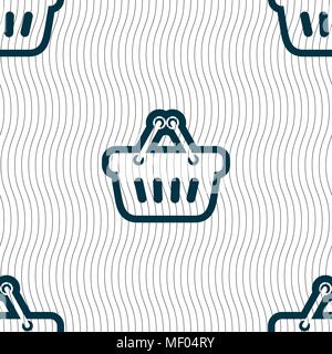 shopping cart icon sign. Seamless pattern with geometric texture. Vector illustration Stock Vector