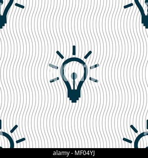 Light bulb icon sign. Seamless pattern with geometric texture. Vector illustration Stock Vector