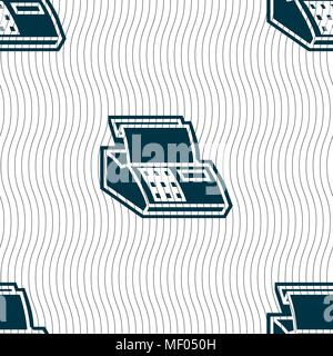 Cash register machine icon sign. Seamless pattern with geometric texture. Vector illustration Stock Vector