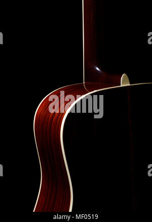 Acoustic Guitar viewed from back Stock Photo