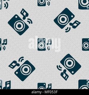 music column, disco, music, melody, speaker icon sign. Seamless pattern with geometric texture. Vector illustration Stock Vector