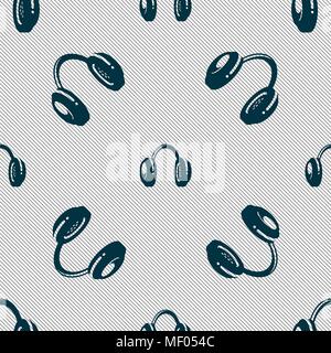 headsets icon sign. Seamless pattern with geometric texture. Vector illustration Stock Vector