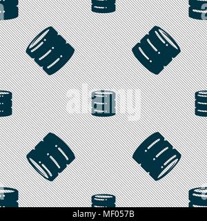 hard drive date base icon sign. Seamless pattern with geometric texture. Vector illustration Stock Vector