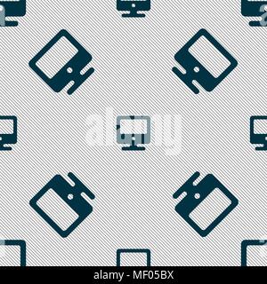 monitor icon sign. Seamless pattern with geometric texture. Vector illustration Stock Vector