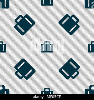 suitcase icon sign. Seamless pattern with geometric texture. Vector illustration Stock Vector