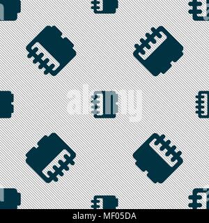 Notepad, calendar icon sign. Seamless pattern with geometric texture. Vector illustration Stock Vector