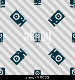 Web cam icon sign. Seamless pattern with geometric texture. Vector illustration Stock Vector