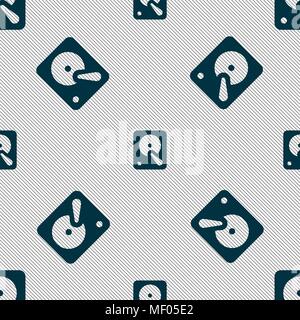 hard disk icon sign. Seamless pattern with geometric texture. Vector illustration Stock Vector