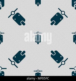 motorcycle icon sign. Seamless pattern with geometric texture. Vector illustration Stock Vector