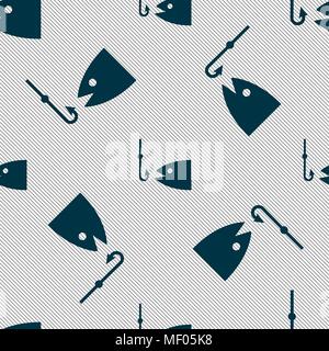Fishing icon sign. Seamless pattern with geometric texture. Vector illustration Stock Vector