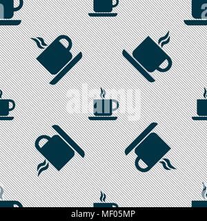 coffee icon sign. Seamless pattern with geometric texture. Vector illustration Stock Vector