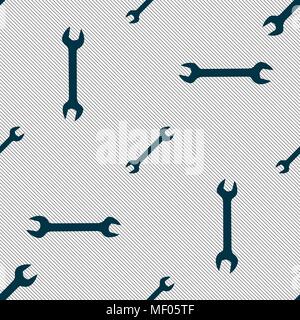 wrench icon sign. Seamless pattern with geometric texture. Vector illustration Stock Vector