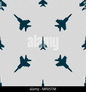 fighter icon sign. Seamless pattern with geometric texture. Vector illustration Stock Vector