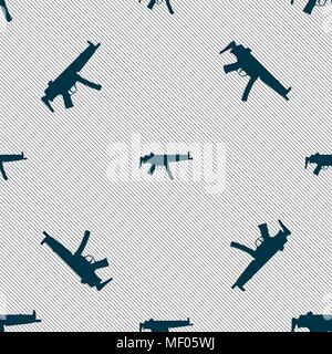 machine gun icon sign. Seamless pattern with geometric texture. Vector illustration Stock Vector