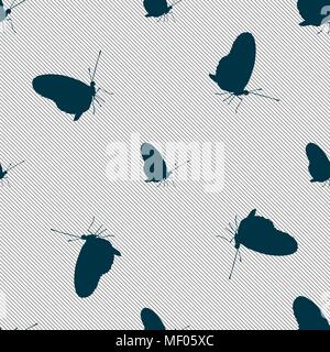butterfly icon sign. Seamless pattern with geometric texture. Vector illustration Stock Vector