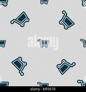 shopping cart icon sign. Seamless pattern with geometric texture. Vector illustration Stock Vector