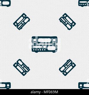 radio, receiver, amplifier icon sign. Seamless pattern with geometric texture. Vector illustration Stock Vector