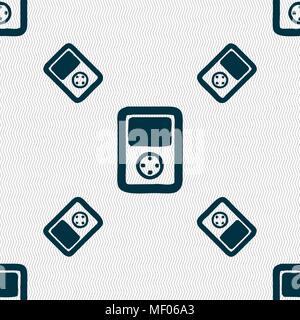 Tetris, video game console icon sign. Seamless pattern with geometric texture. Vector illustration Stock Vector